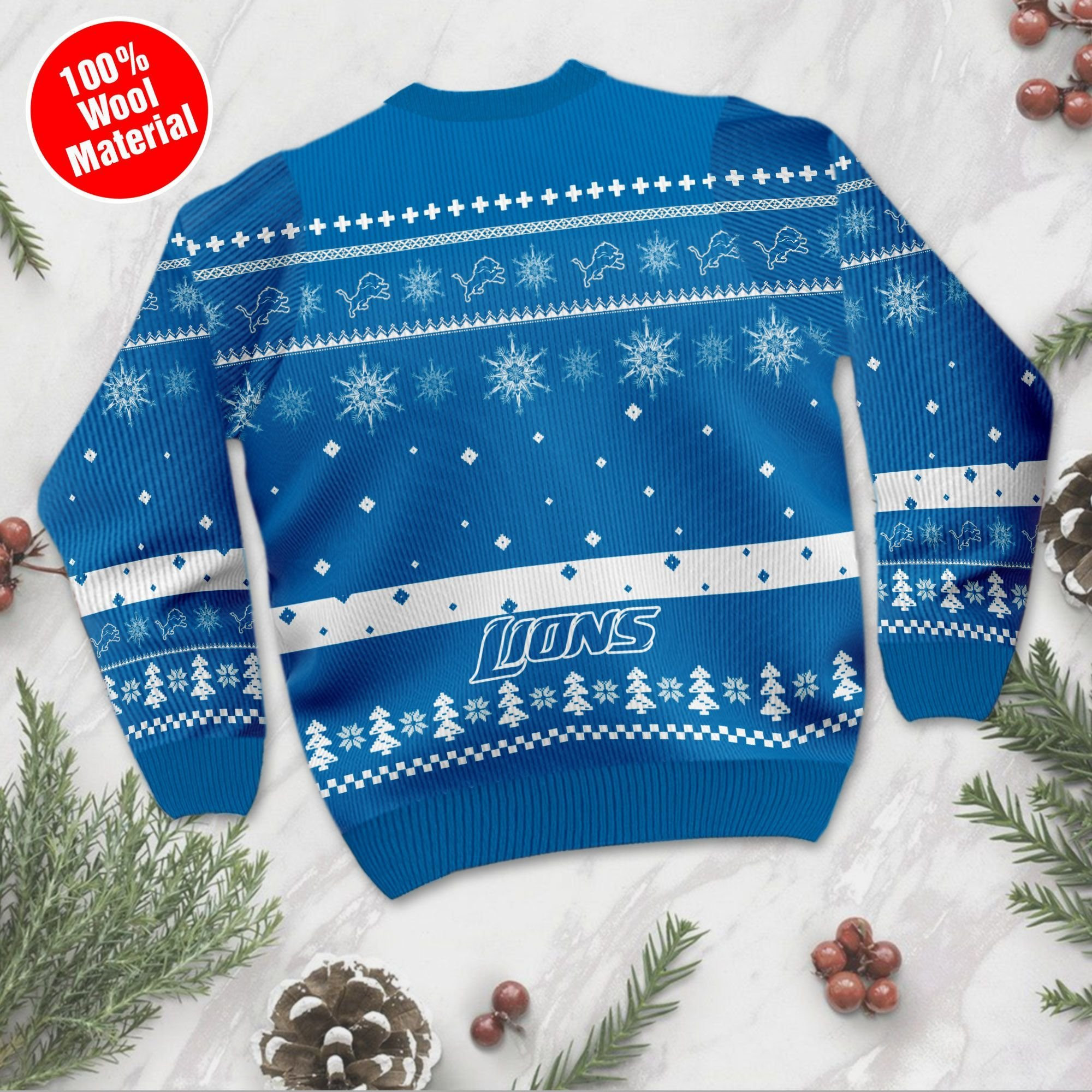 Detroit Lions Funny Charlie Brown Peanuts Snoopy Ugly Christmas Sweater Perfect Holiday Gift - Image 3