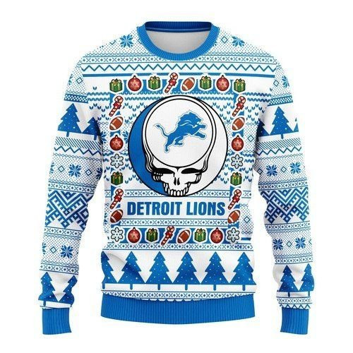 Detroit Lions Grateful Dead For Unisex Ugly Christmas Sweater,