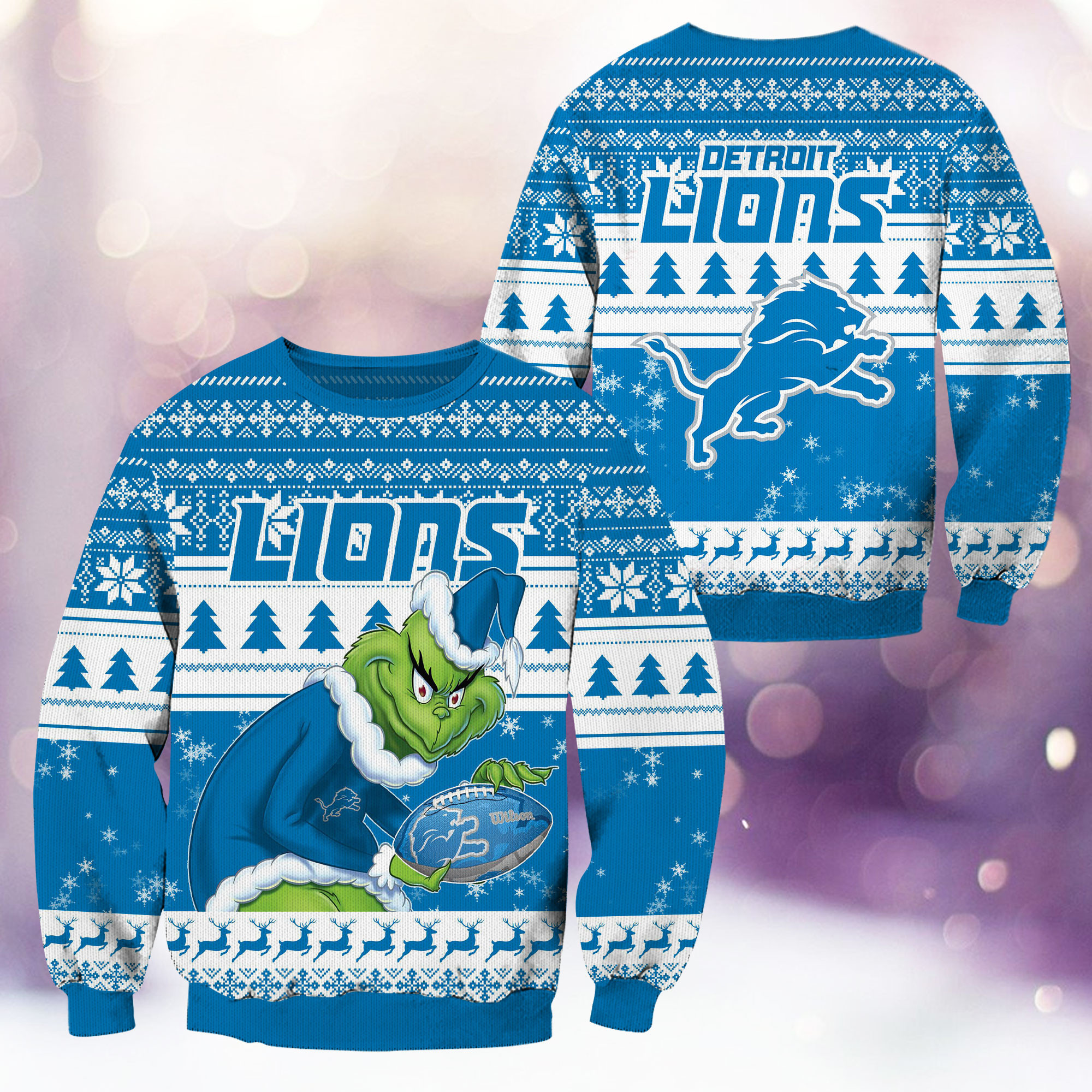 Detroit Lions Grinch Ugly Christmas Sweater,