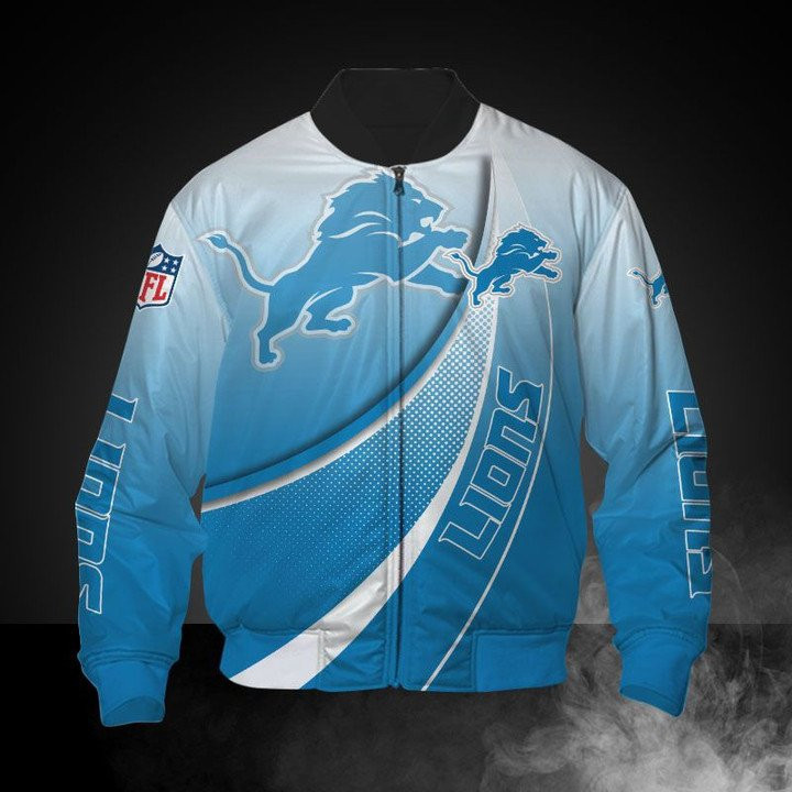 Detroit Lions Honolulu Blue Bomber Jacket | NFL Team Jacket for Men & Women | Football Fan Gift
