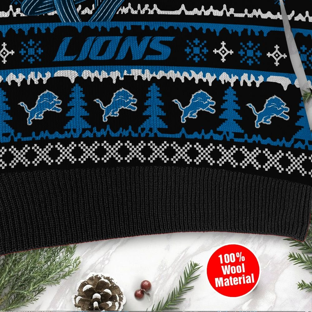 Detroit Lions Jack Skellington Halloween Holiday Party Ugly Christmas Sweater, Perfect Holiday Gift - Image 4