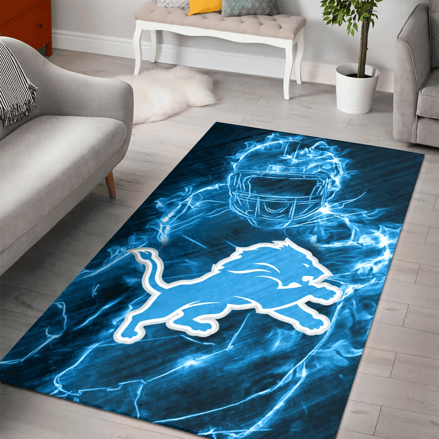 Detroit Lions Legend 3D Full Print Rectangle Area Rug – Full Print Carpet For Living Room & Bedroom Home Decor