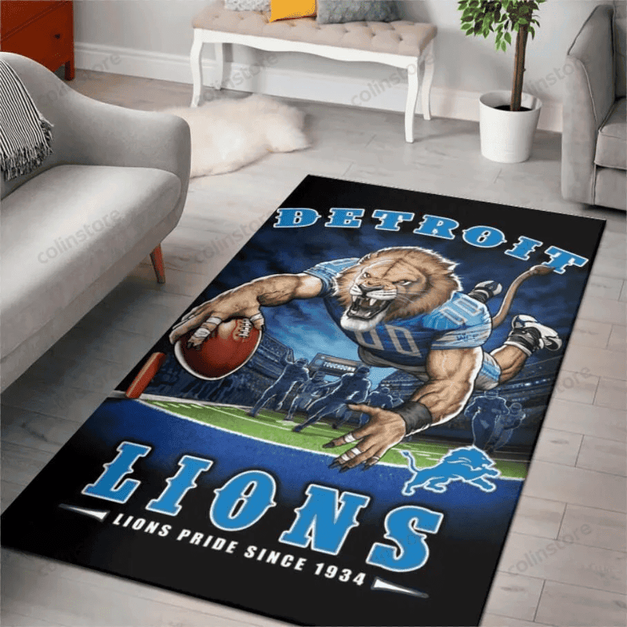 Detroit Lions Lions Pride Since 1934 Rectangle Area Rug – Full Print Carpet For Living Room & Bedroom Home Decor