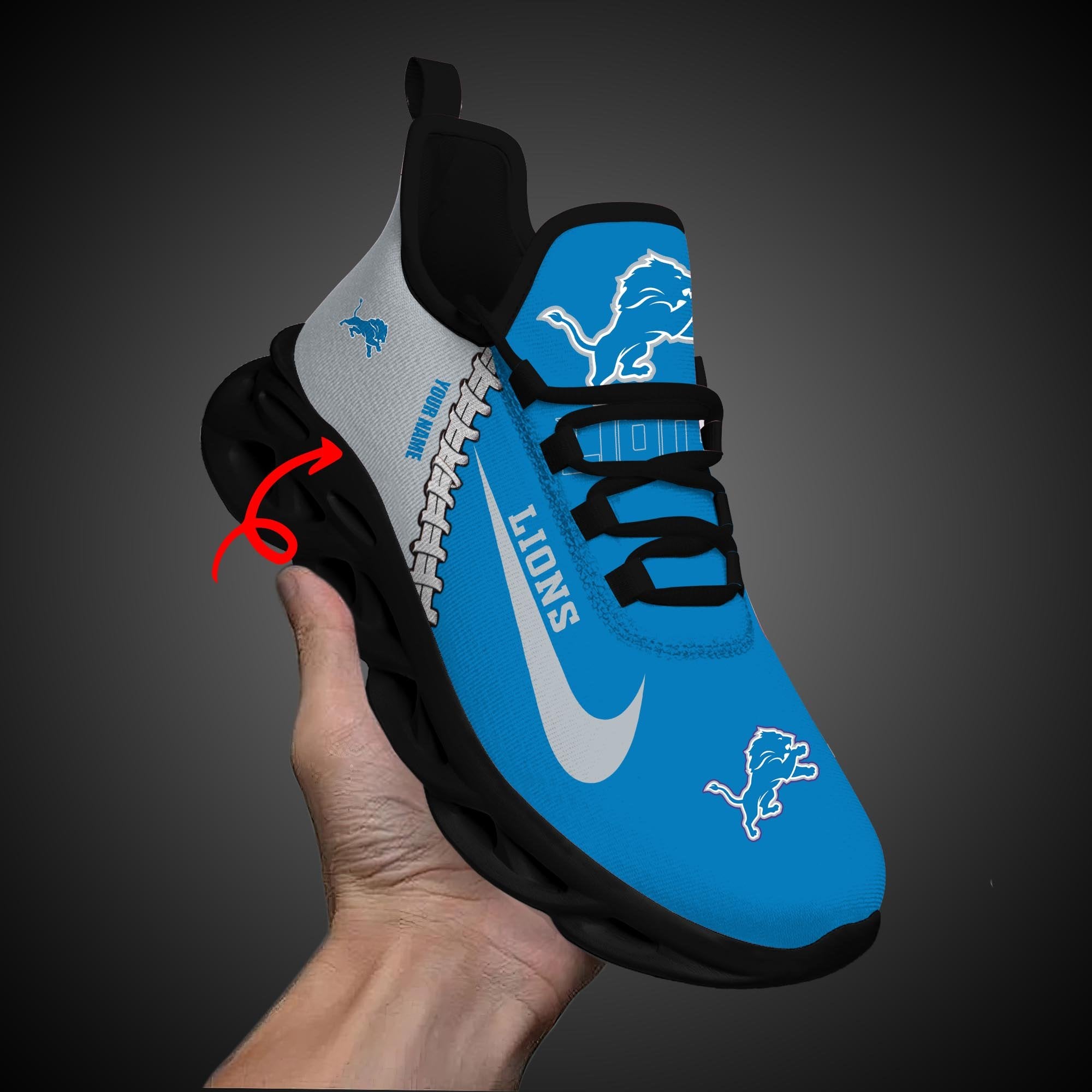 Detroit Lions Max Soul Shoes Sneakers for Men And Women – NFL Football Fan Shoes, Team Sneakers - Image 7