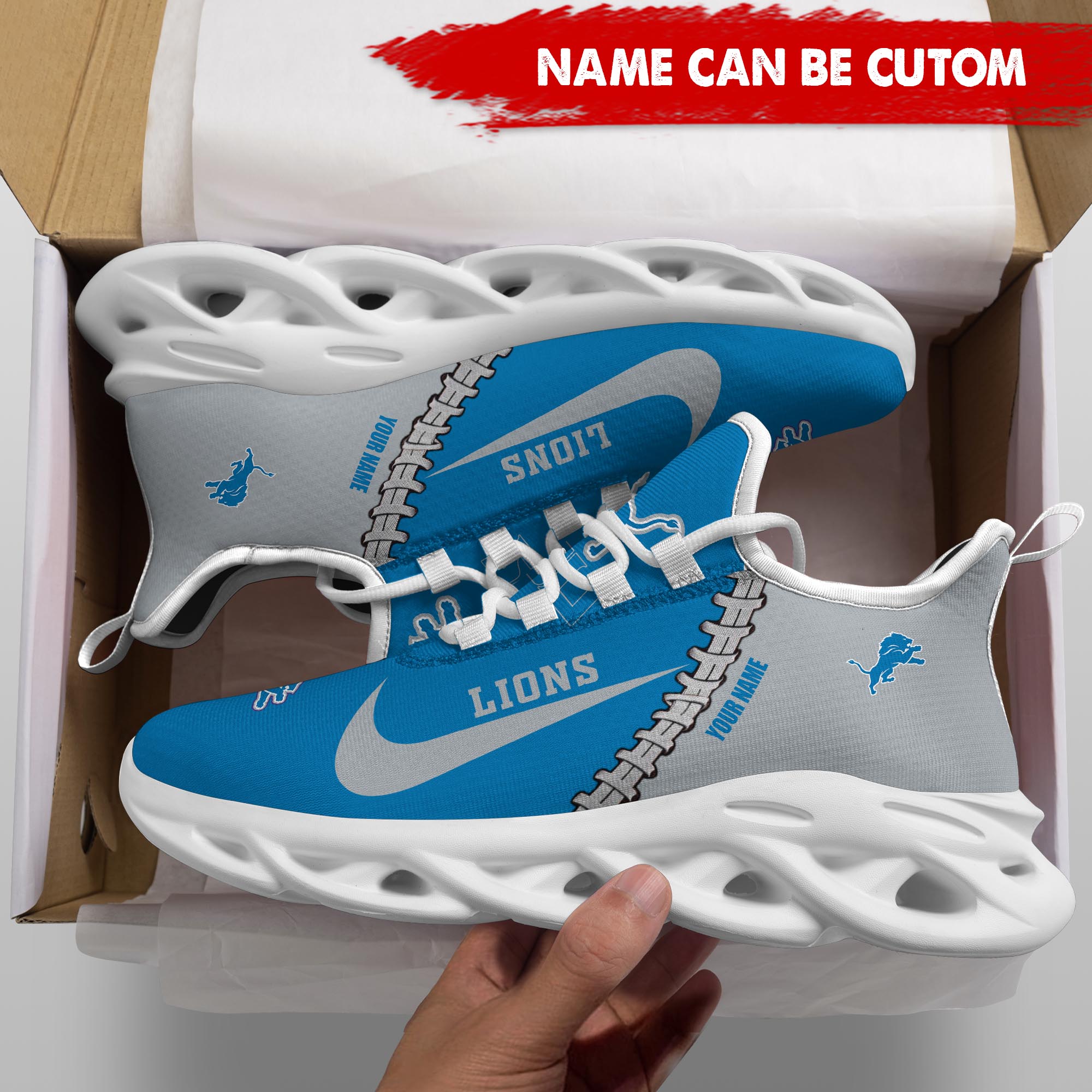 Detroit Lions Max Soul Shoes Sneakers for Men And Women – NFL Football Fan Shoes, Team Sneakers - Image 5