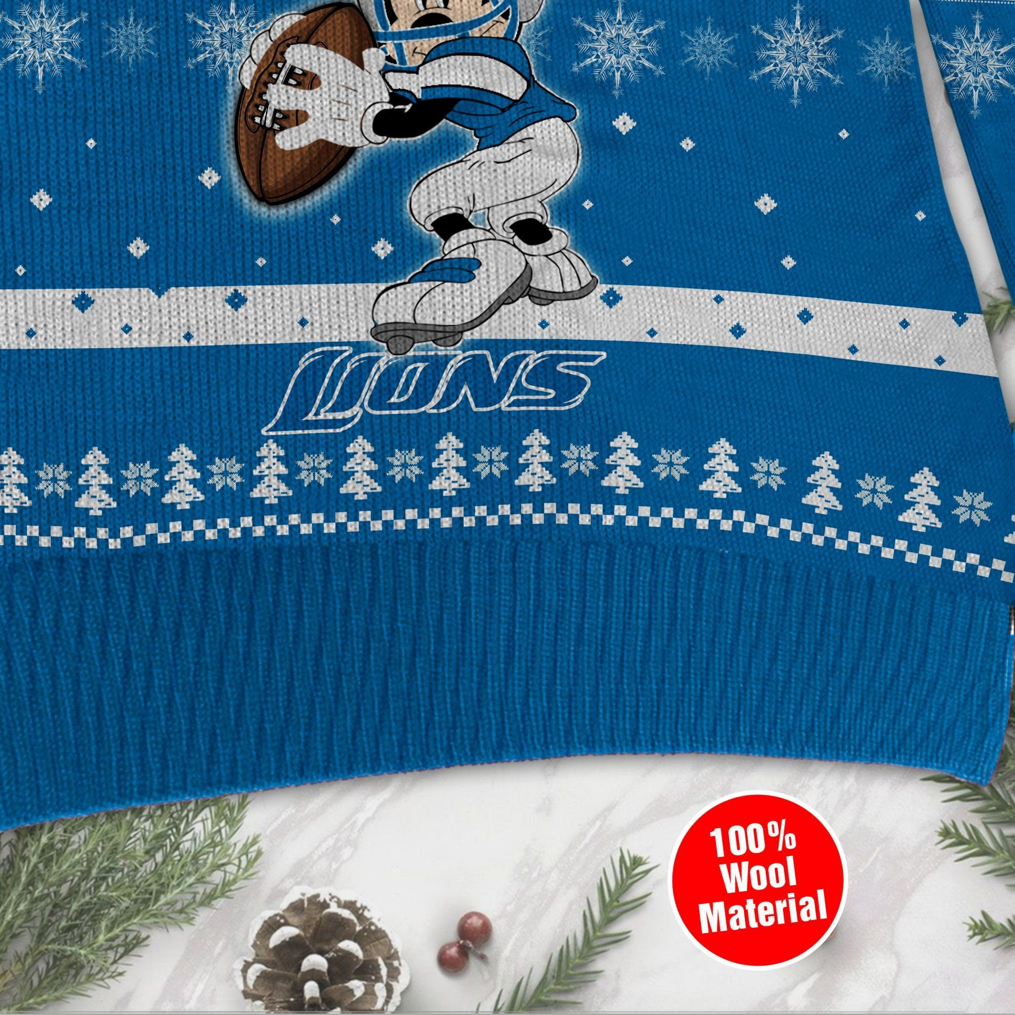 Detroit Lions Mickey Mouse Funny Ugly Christmas Sweater, Perfect Holiday Gift - Image 4