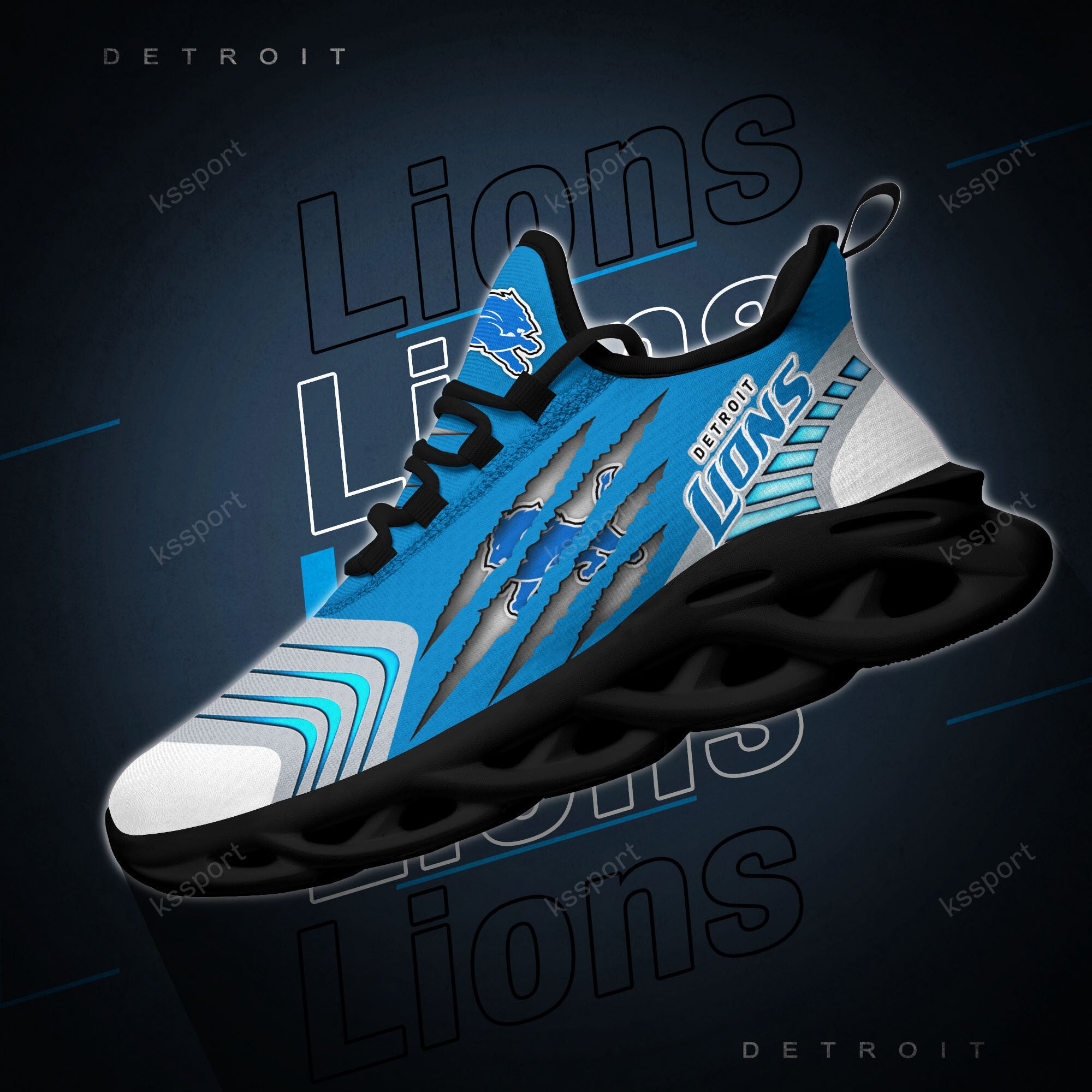 Detroit Lions NFL Max Soul Shoes Sneakers for Men And Women – NFL Football Fan Shoes, Team Sneakers - Image 5