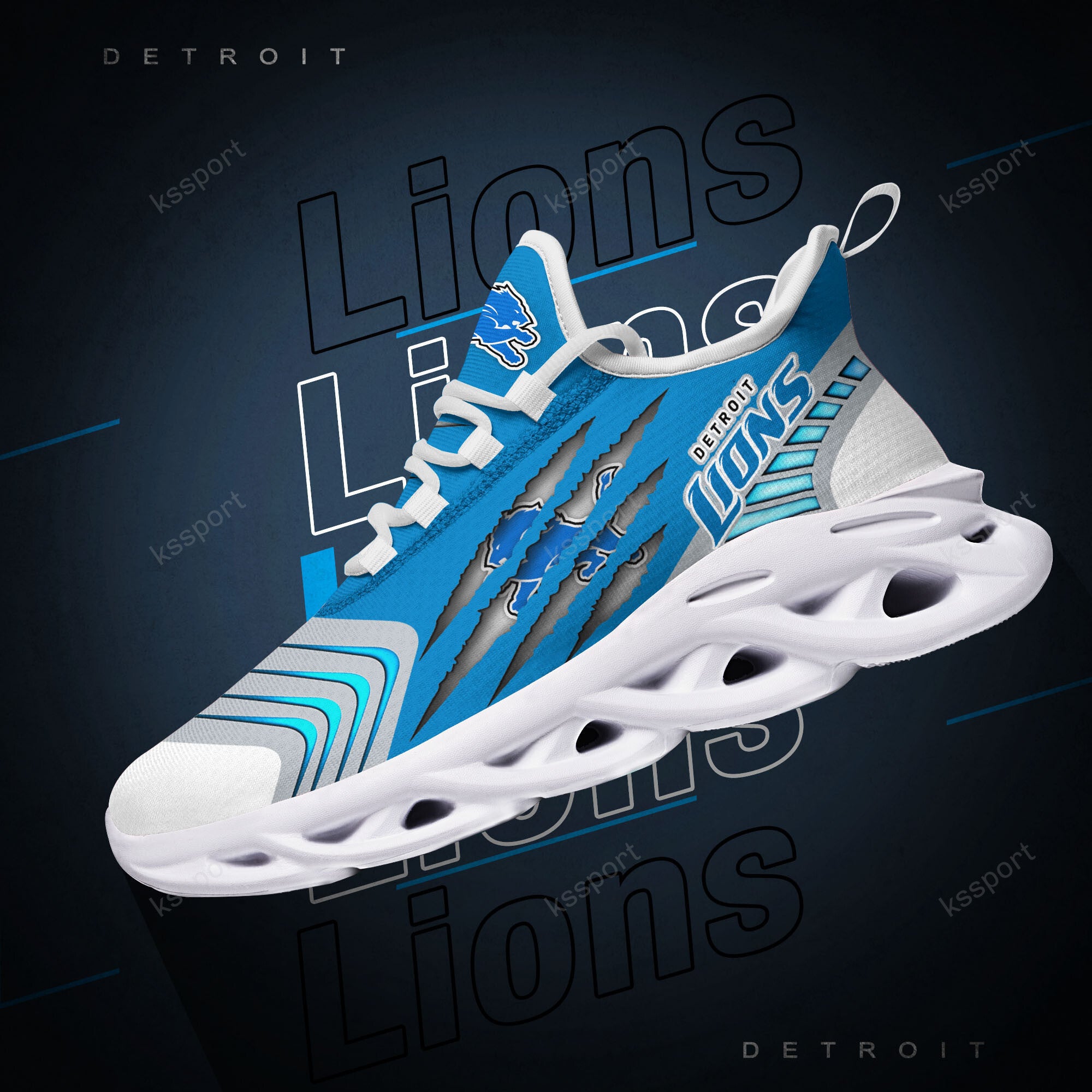Detroit Lions NFL Max Soul Shoes Sneakers for Men And Women – NFL Football Fan Shoes, Team Sneakers - Image 3