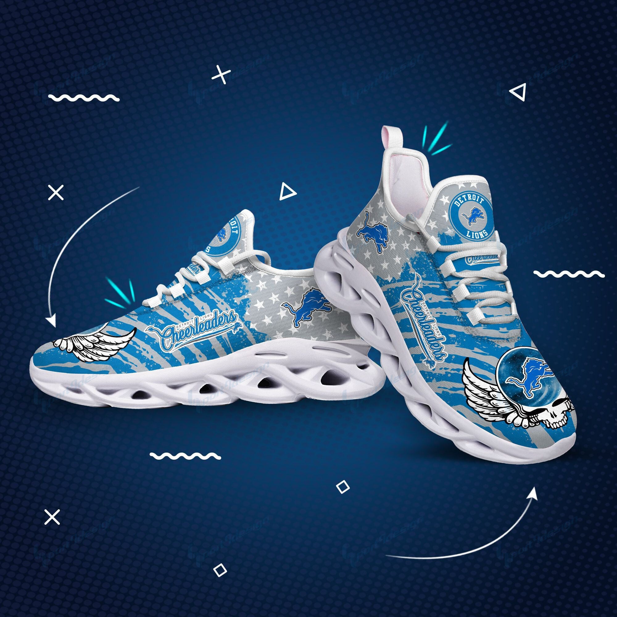 Detroit Lions NFL Max Soul Shoes Sneakers for Men And Women – NFL Football Fan Shoes, Team Sneakers - Image 3