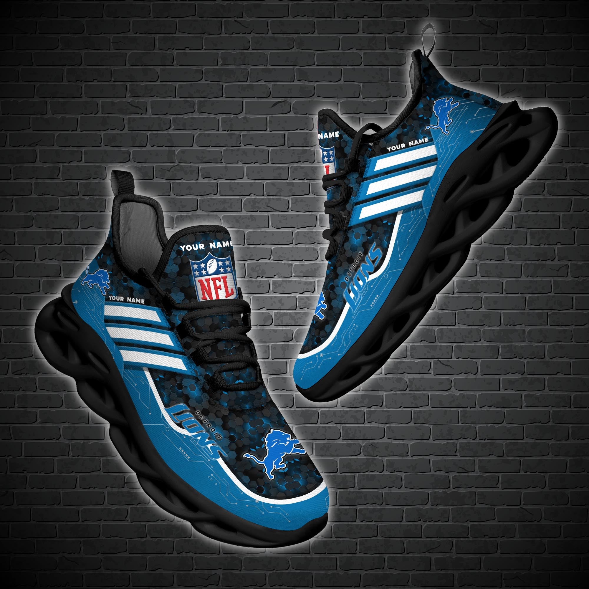Detroit Lions NFL Max Soul Shoes Sneakers for Men And Women – NFL Football Fan Shoes, Team Sneakers - Image 3