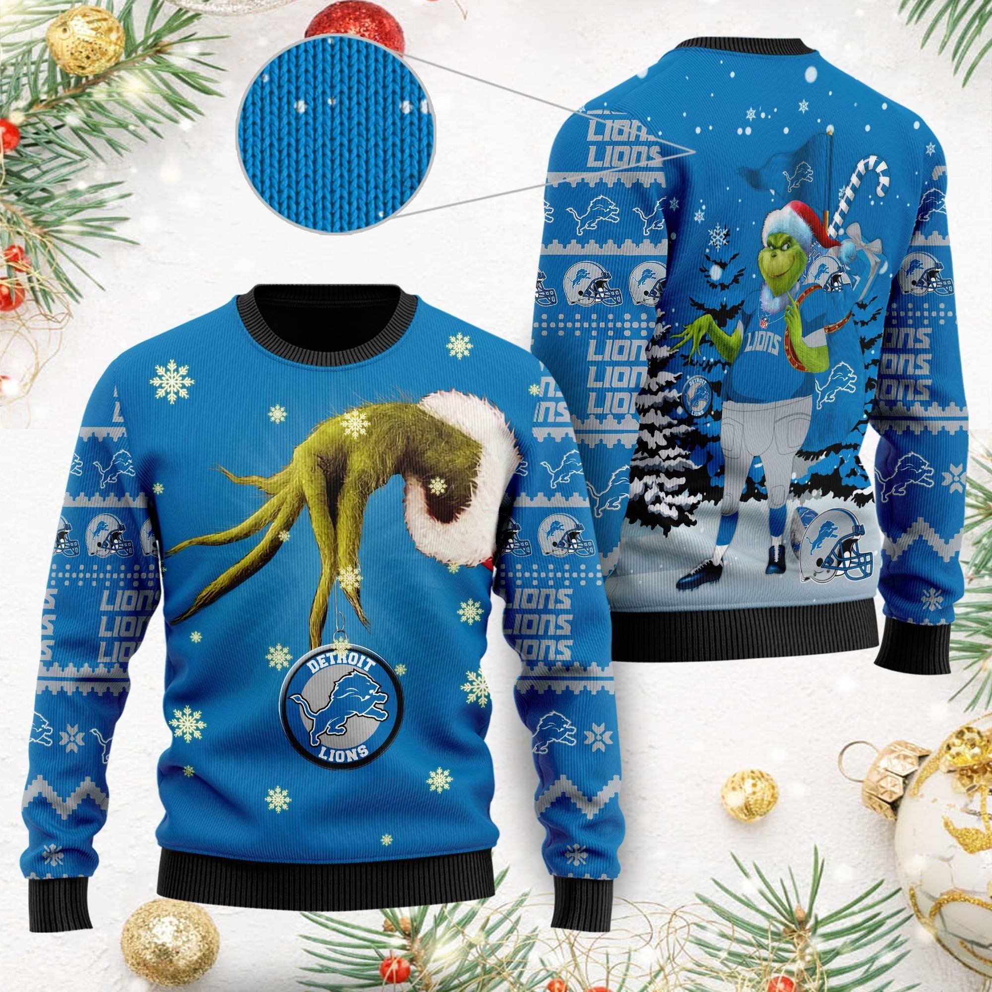 Detroit Lions NFL Team Grinch Ugly Christmas Sweater