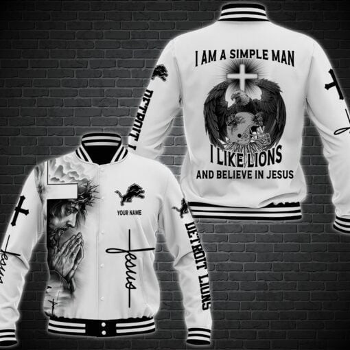 Detroit Lions Personalized Baseball Jacket for Men & Women | NFL Team Fan Gift