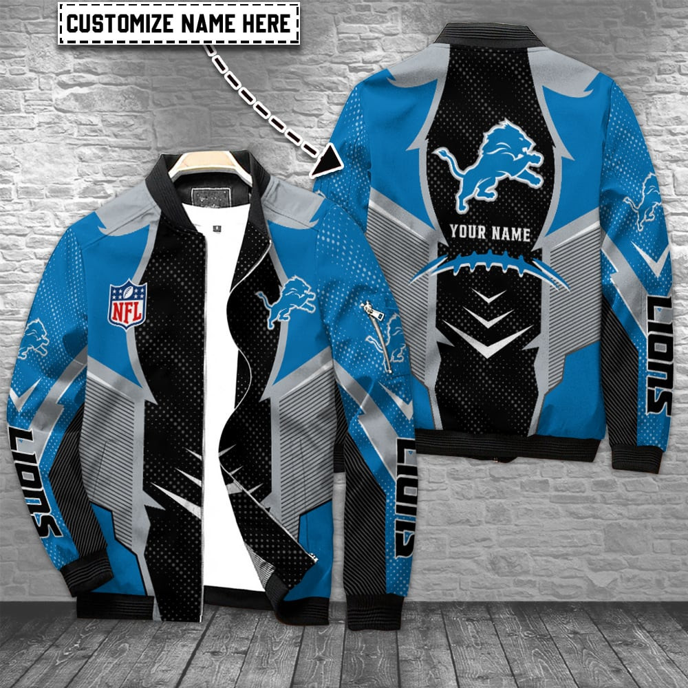 Detroit Lions Personalized Bomber Jacket | NFL Team Jacket for Men & Women | Football Fan Gift