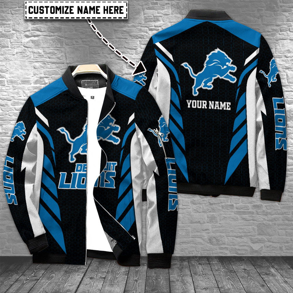 Detroit Lions Personalized Bomber Jacket | NFL Team Jacket for Men & Women | Football Fan Gift