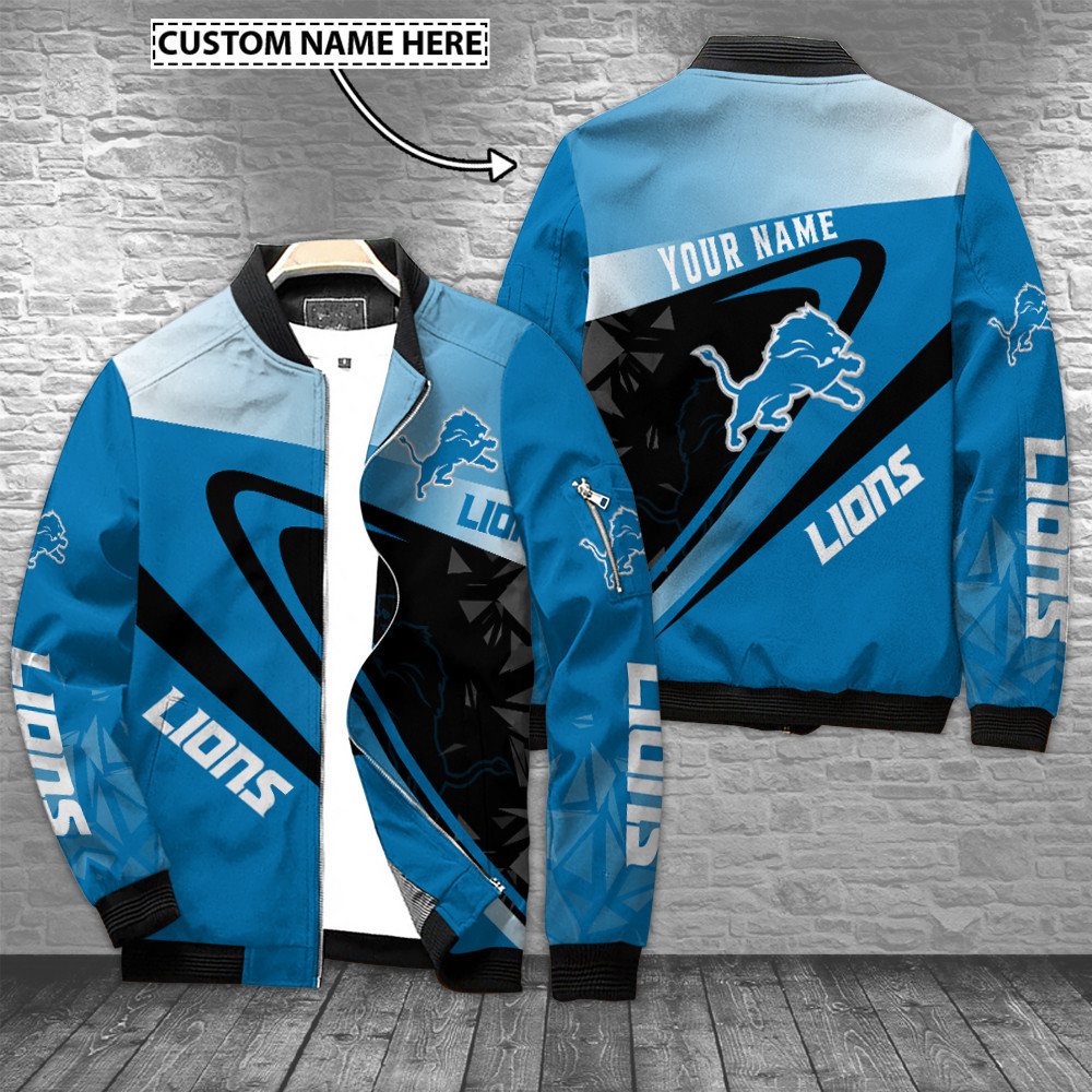 Detroit Lions Personalized Bomber Jacket | NFL Team Jacket for Men & Women | Football Fan Gift