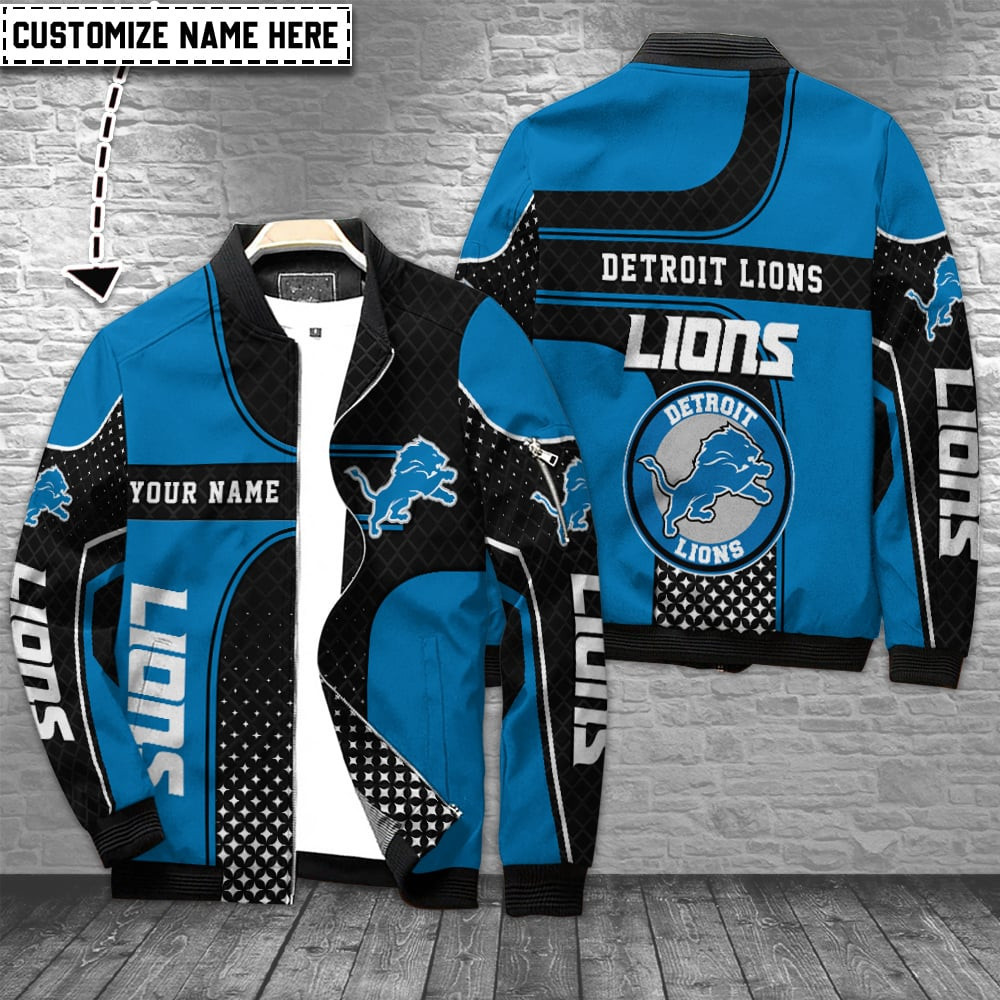 Detroit Lions Personalized Bomber Jacket | NFL Team Jacket for Men & Women | Football Fan Gift