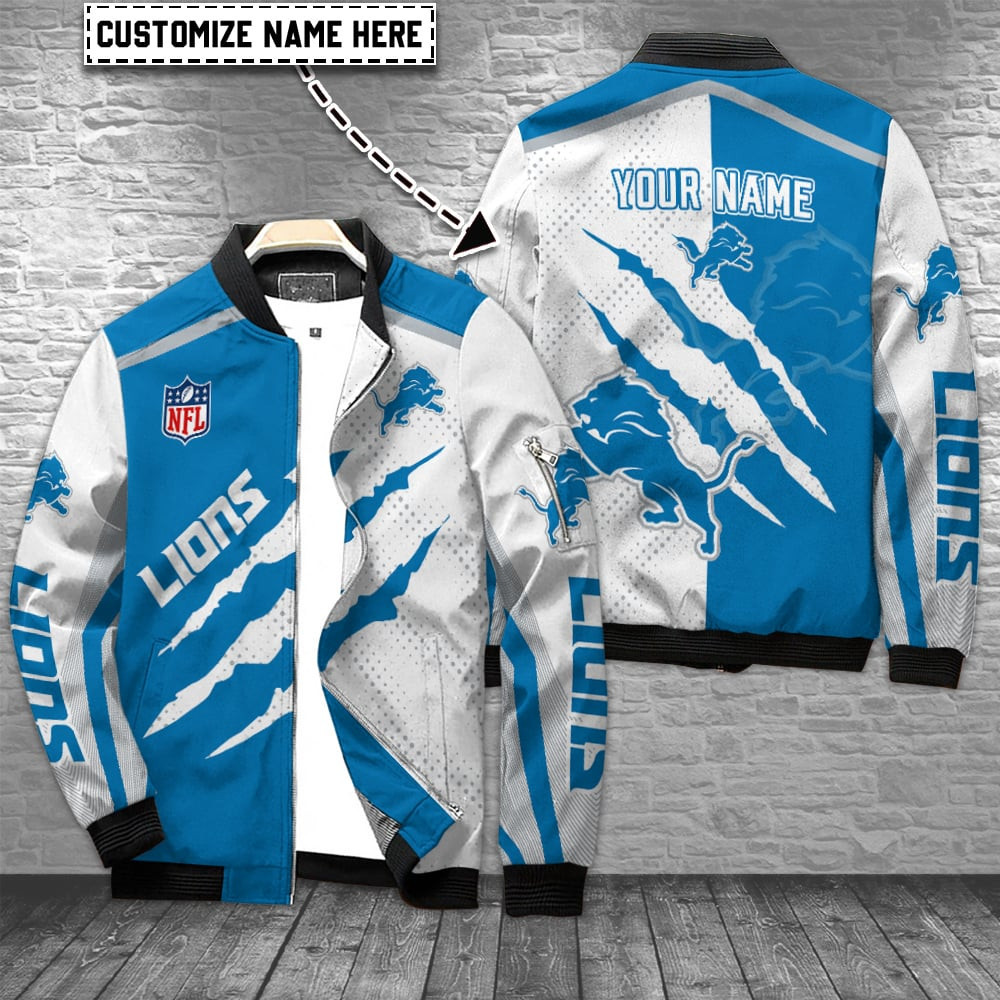 Detroit Lions Personalized Bomber Jacket | NFL Team Jacket for Men & Women | Football Fan Gift