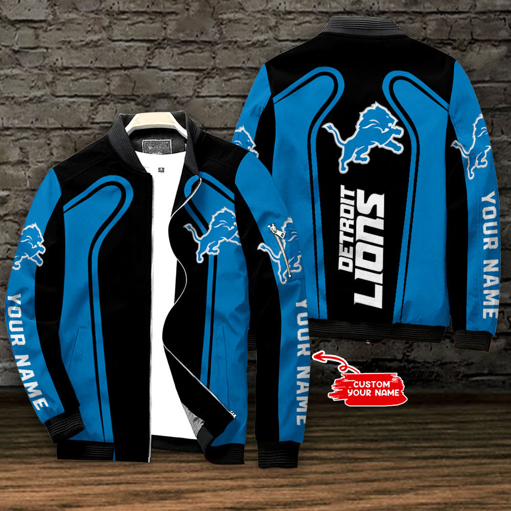 Detroit Lions Personalized Bomber Jacket | NFL Team Jacket for Men & Women | Football Fan Gift