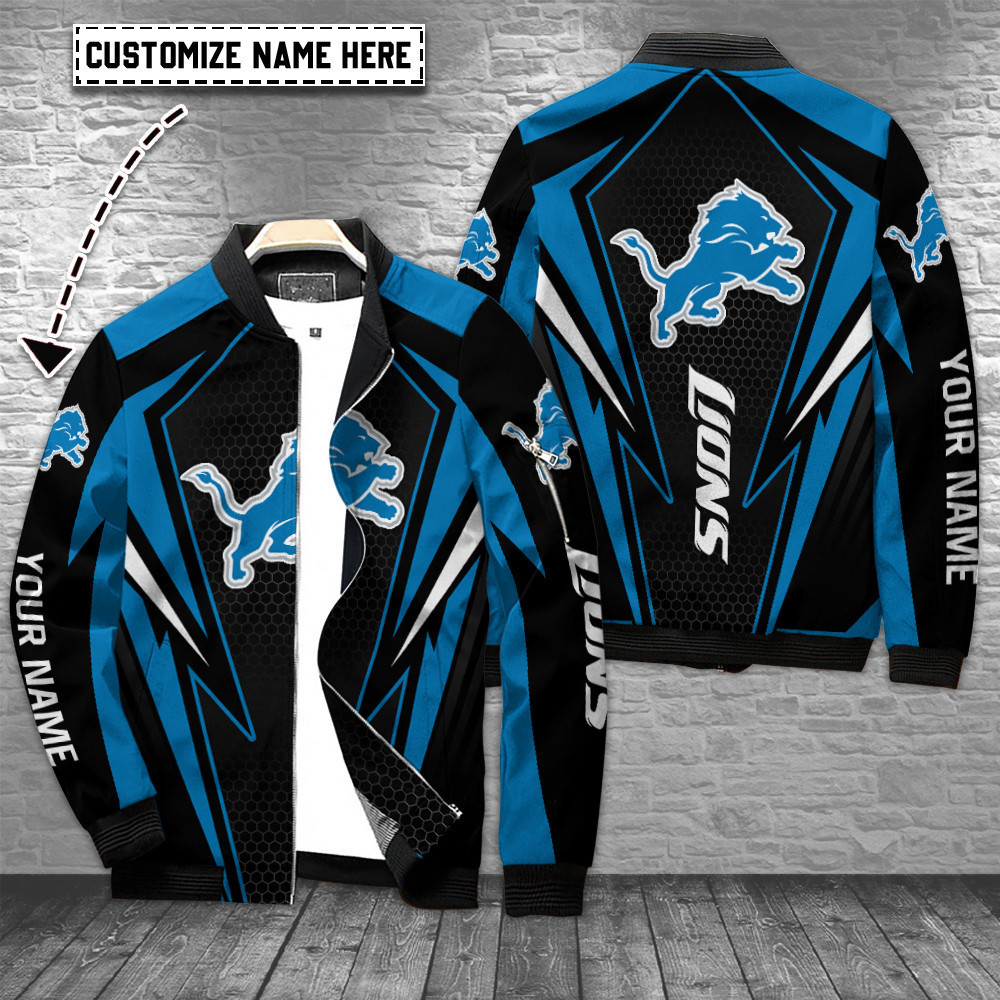 Detroit Lions Personalized Bomber Jacket | NFL Team Jacket for Men & Women | Football Fan Gift