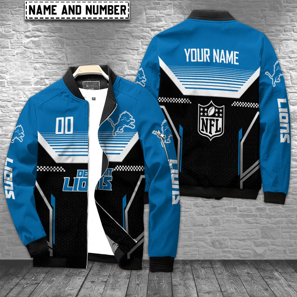 Detroit Lions Personalized Bomber Jacket | NFL Team Jacket for Men & Women | Football Fan Gift