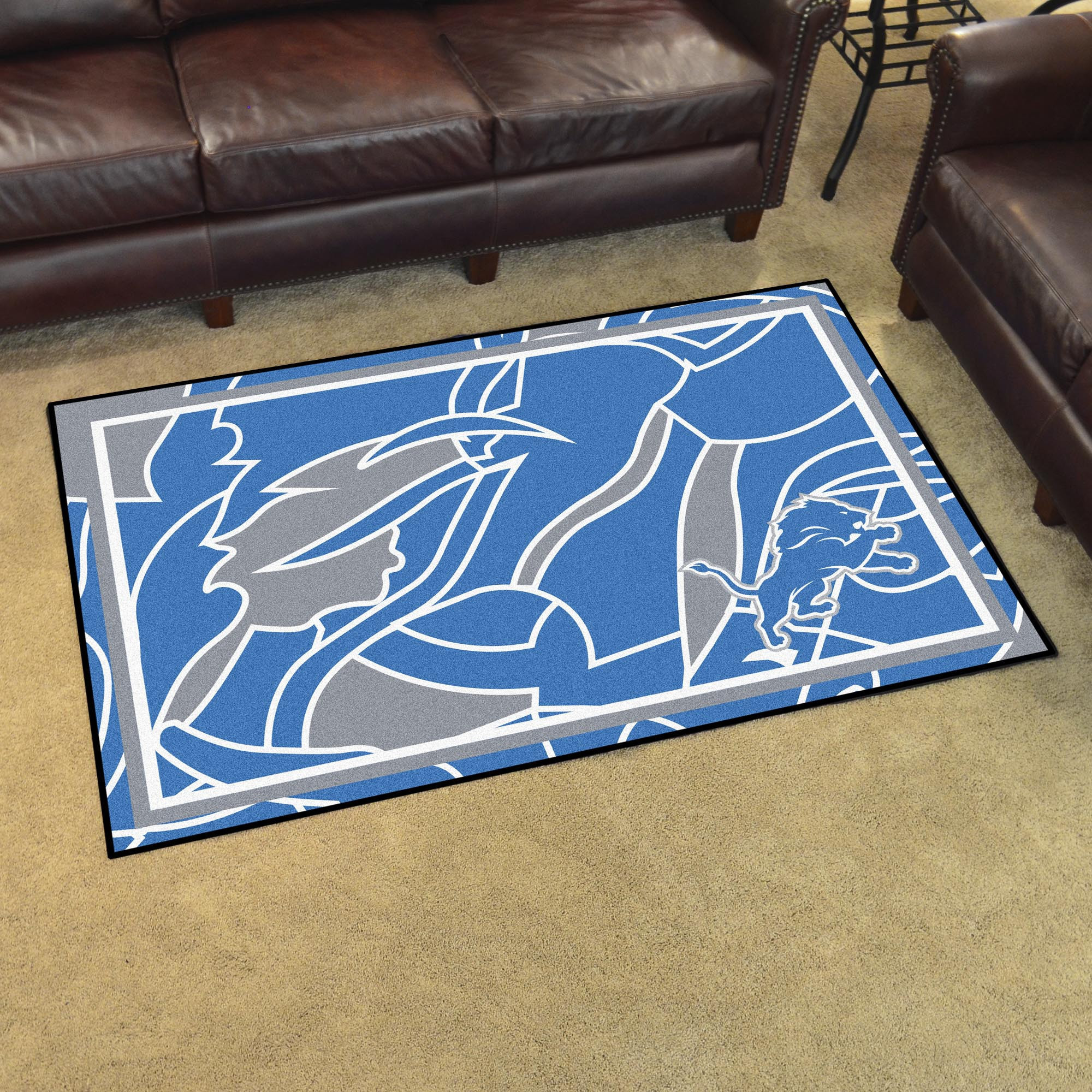 Detroit Lions Plush Rectangle Area Rug – Full Print Carpet For Living Room & Bedroom Home Decor