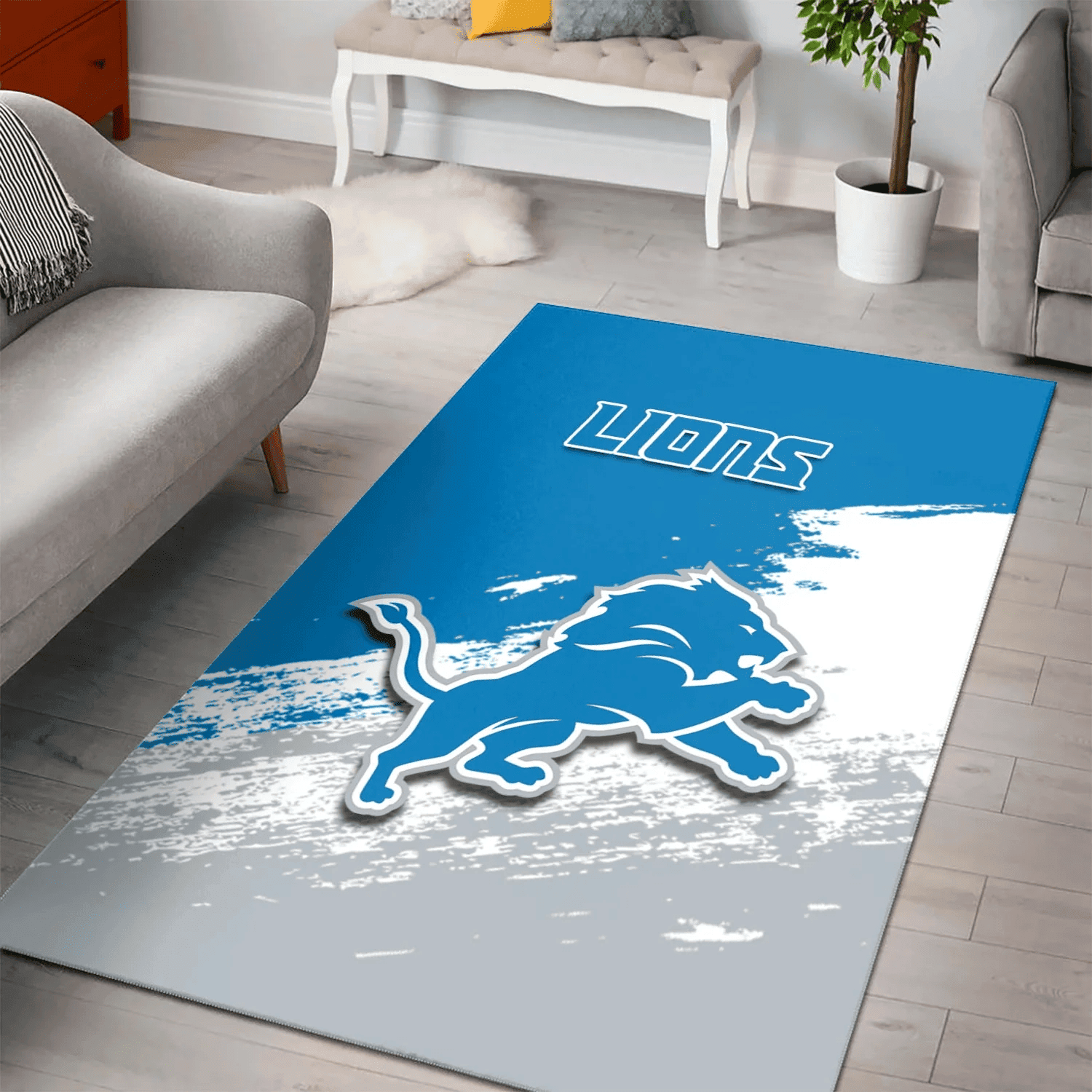 Detroit Lions Rectangle Area Rug – Full Print Carpet For Living Room & Bedroom Home Decor