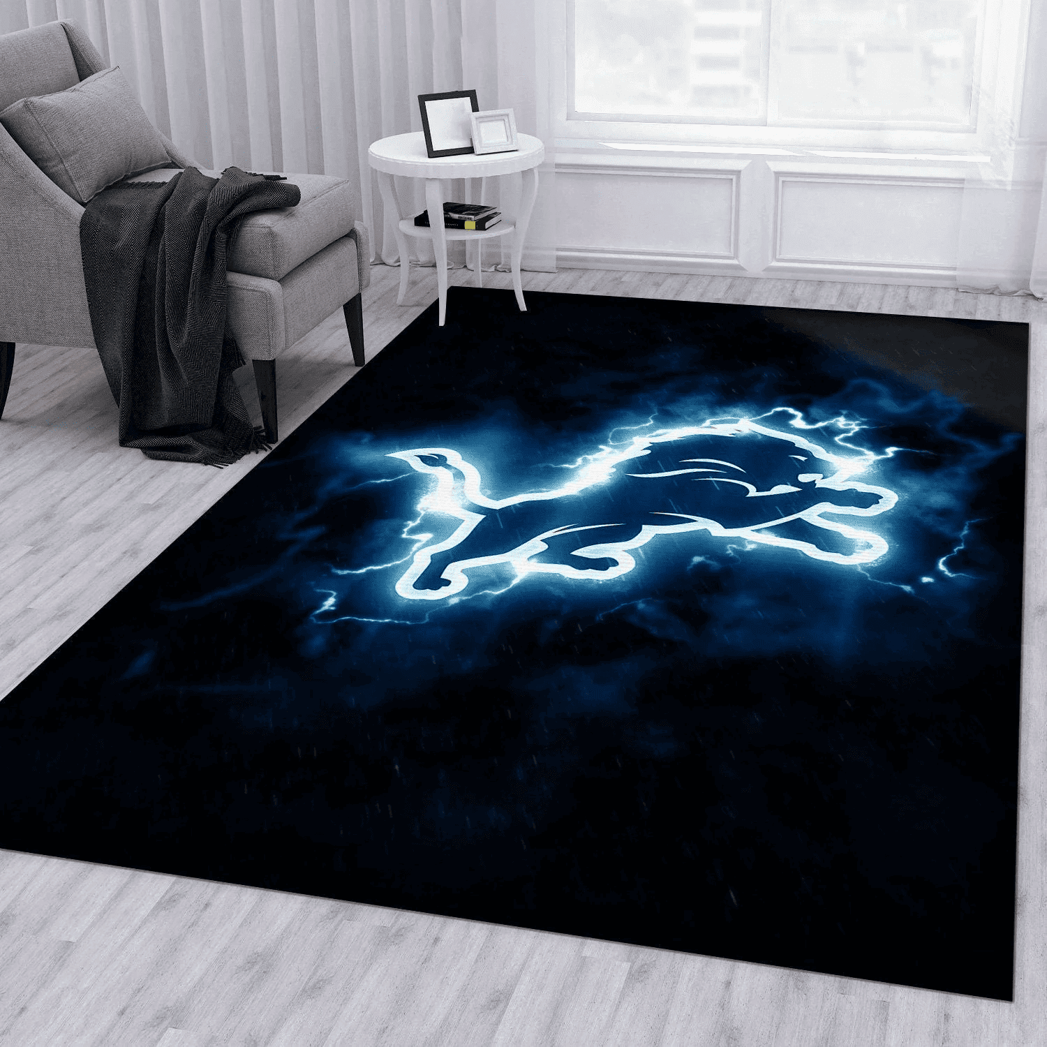 Detroit Lions Rectangle Area Rug – Full Print Carpet For Living Room & Bedroom Home Decor