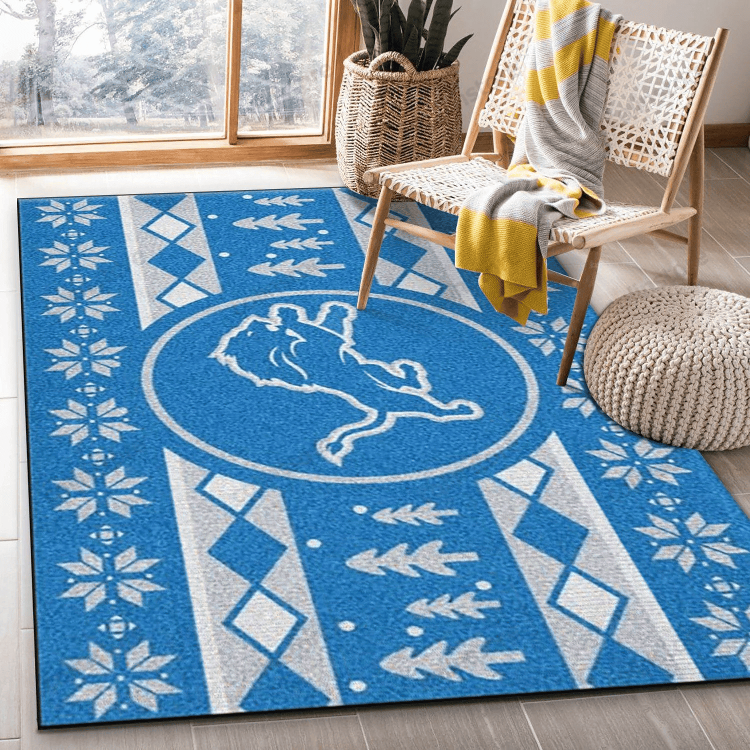 Detroit Lions Rectangle Area Rug – Full Print Carpet For Living Room & Bedroom Home Decor