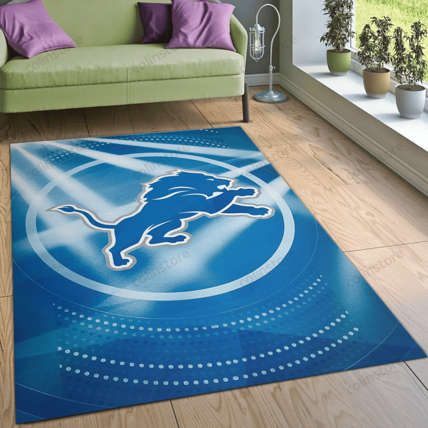 Detroit Lions Rectangle Area Rug – Full Print Carpet For Living Room & Bedroom Home Decor