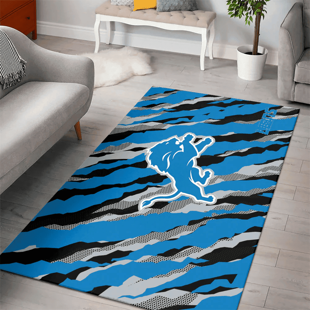 Detroit Lions Rectangle Area Rug – Full Print Carpet For Living Room & Bedroom Home Decor