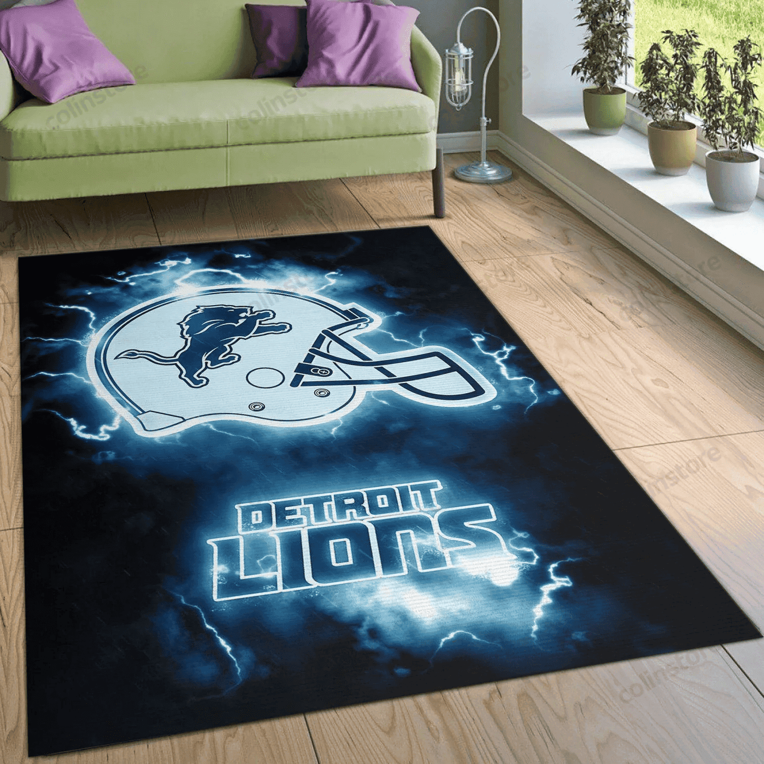 Detroit Lions Rectangle Area Rug – Full Print Carpet For Living Room & Bedroom Home Decor