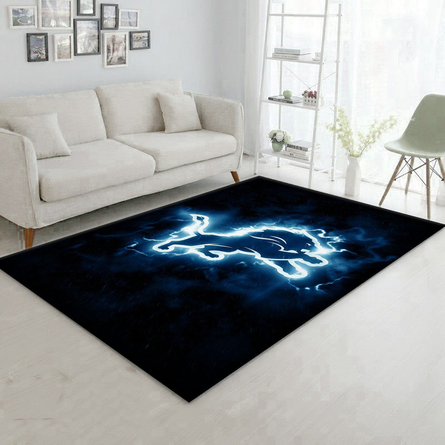 Detroit Lions Rectangle Area Rug – Full Print Carpet For Living Room & Bedroom Home Decor