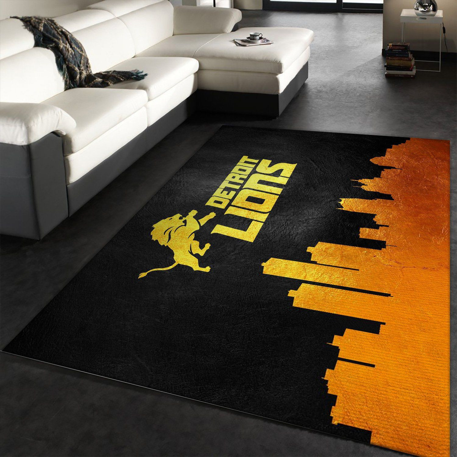 Detroit Lions Skyline Rectangle Area Rug – Full Print Carpet For Living Room & Bedroom Home Decor