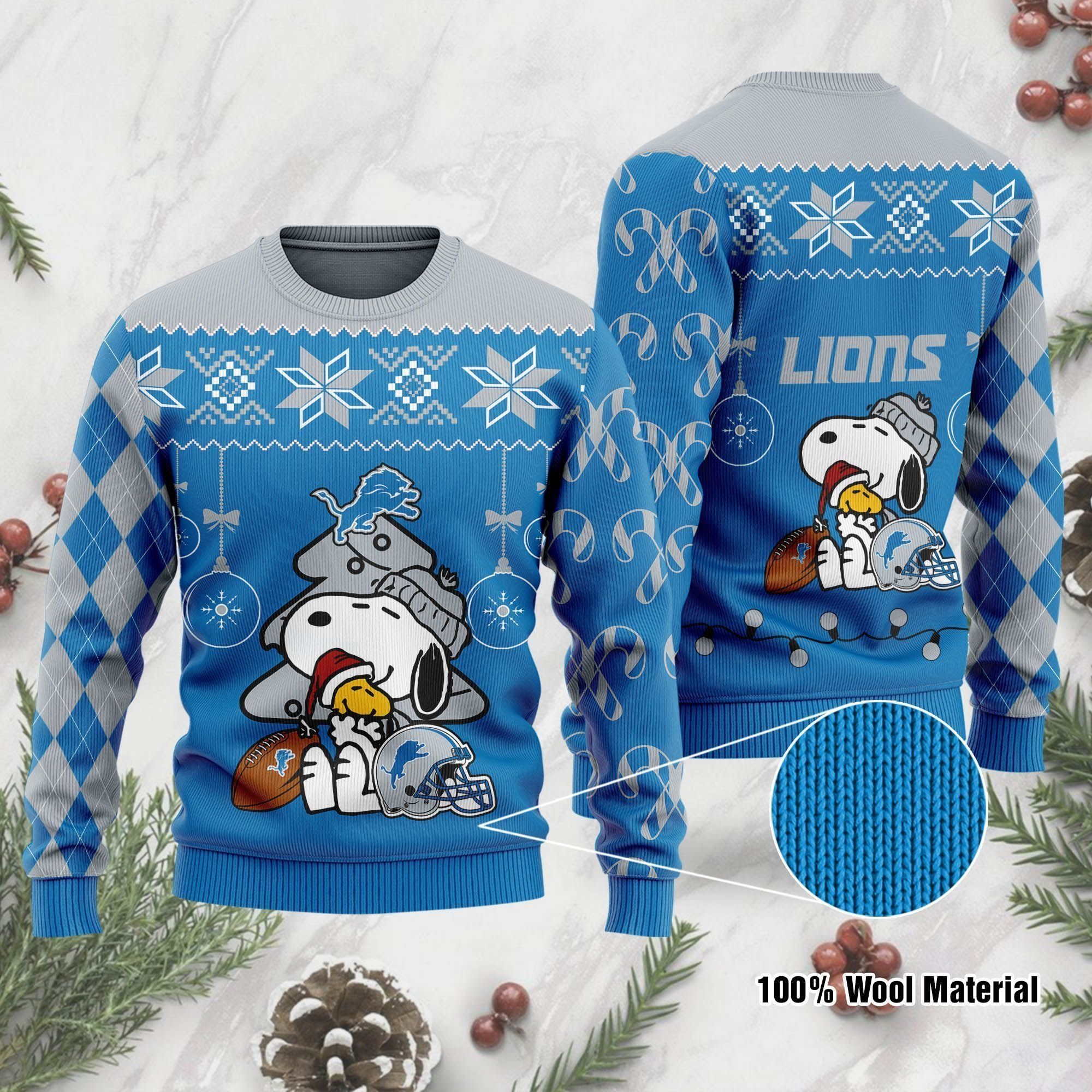 Detroit Lions Snoopy Ugly Christmas Sweater Holiday Party For Men Women