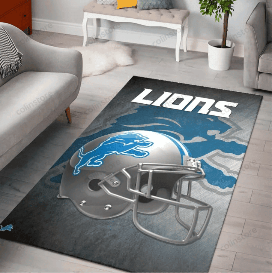 Detroit Lions Team Rectangle Area Rug – Full Print Carpet For Living Room & Bedroom Home Decor