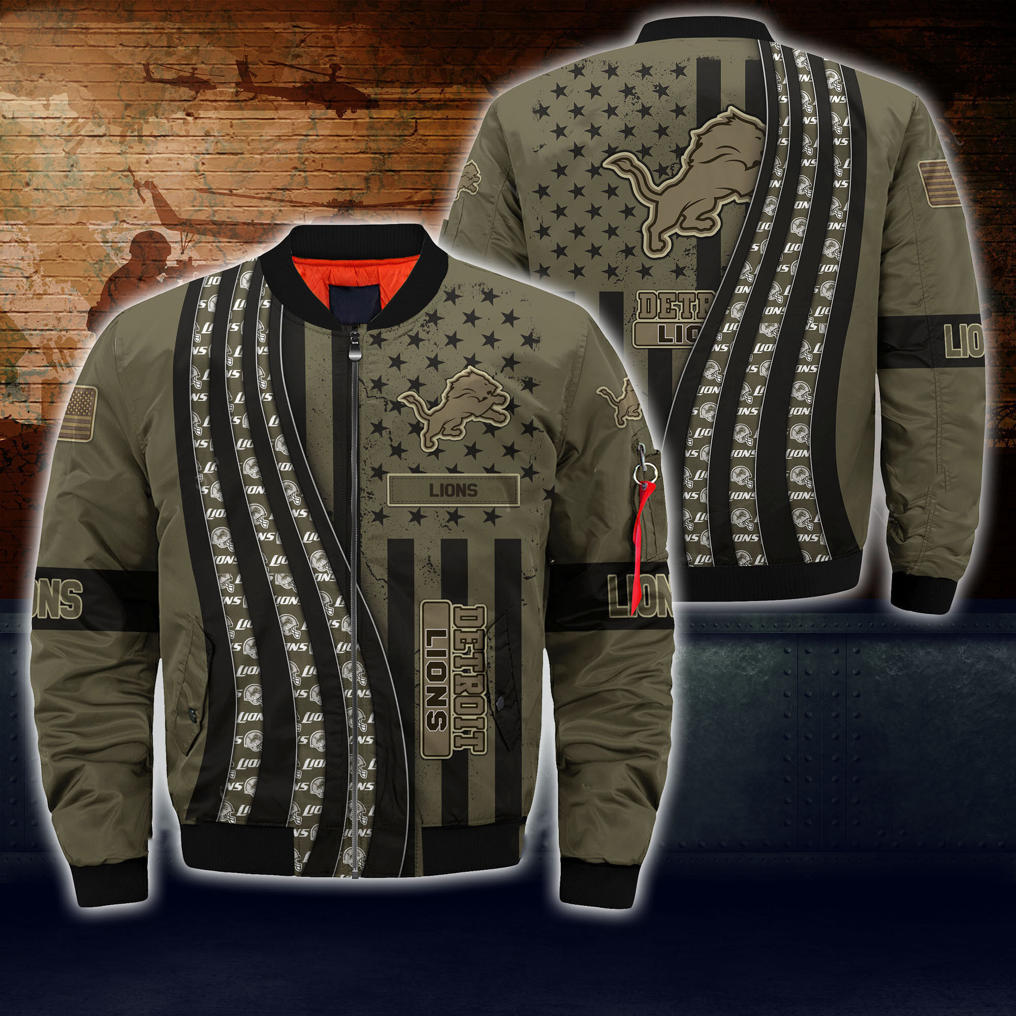 Detroit Lions Thick Bomber Jacket | NFL Team Jacket for Men & Women | Football Fan Gift