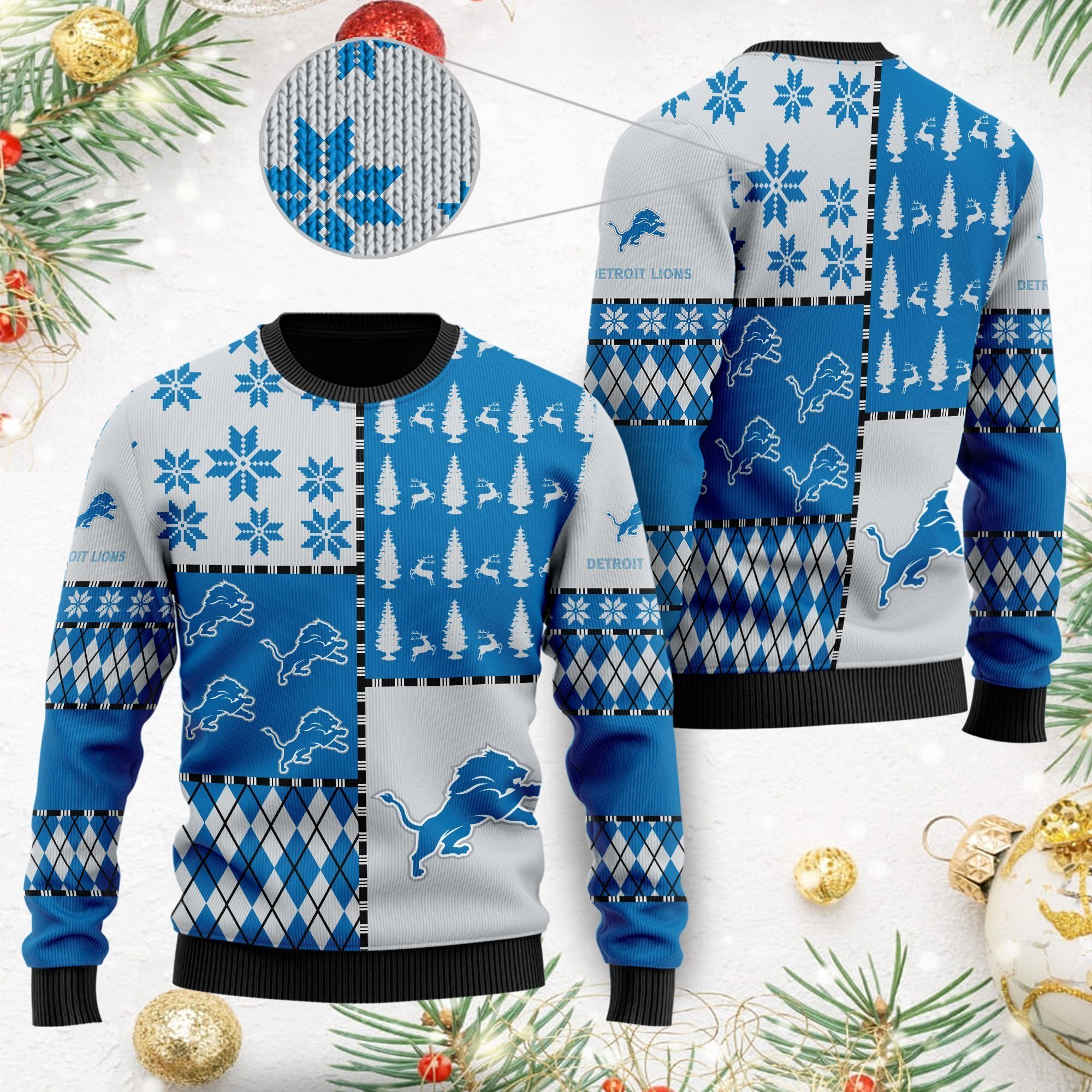 Detroit Lions Ugly Christmas Sweater Full Size For Sale Best Christmas Gift For Lions Fans