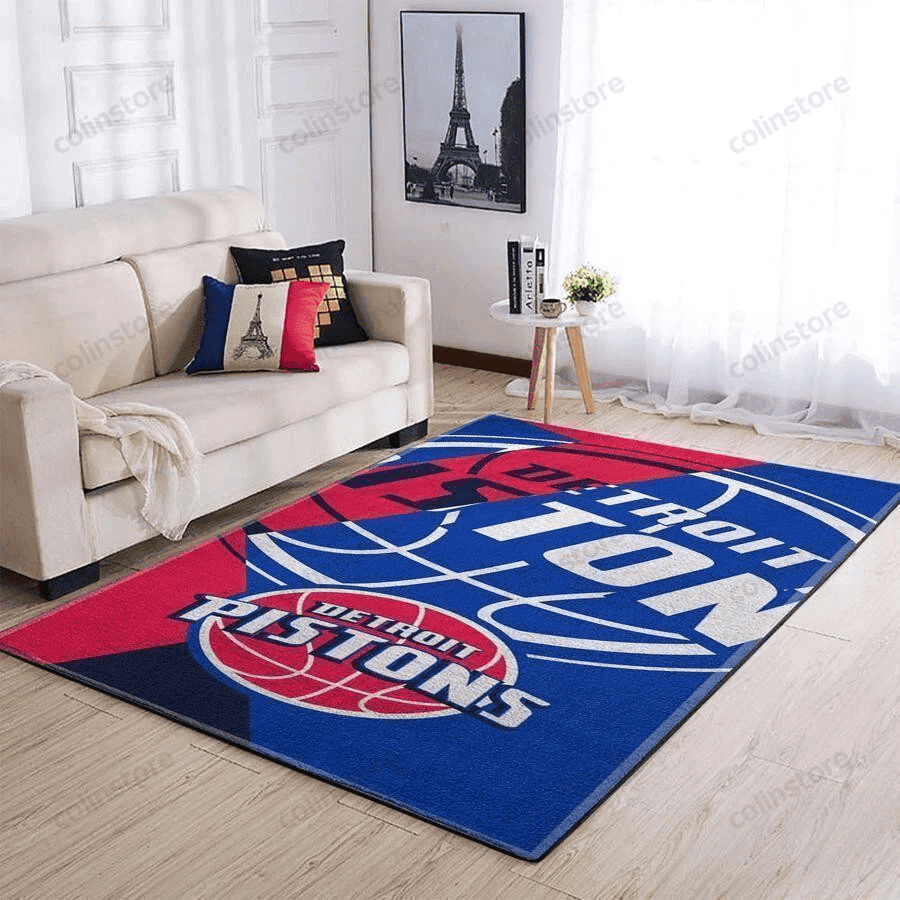 Detroit Pistons 3D Rectangle Area Rug – Full Print Carpet For Living Room & Bedroom Home Decor
