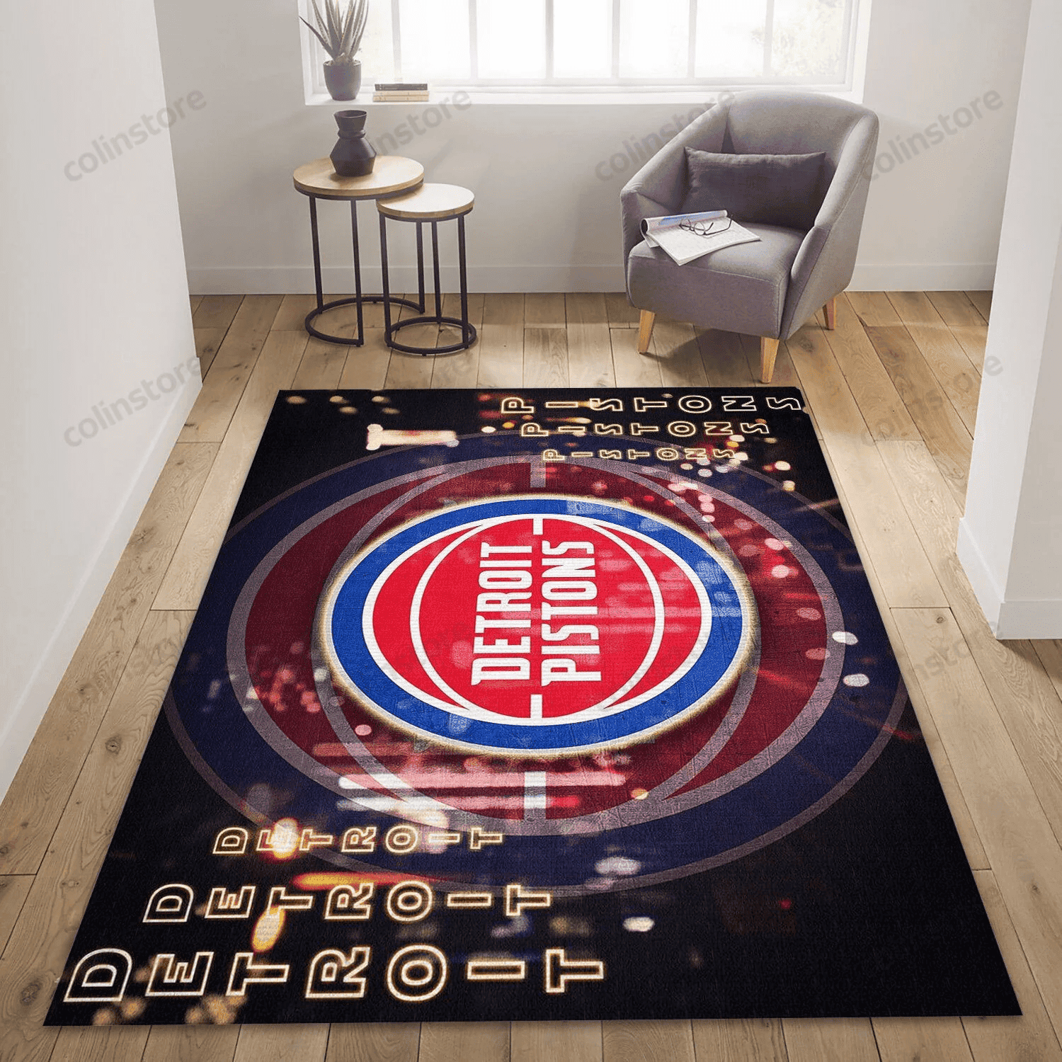 Detroit Pistons Logo Gifts 3D Rectangle Area Rug – Full Print Carpet For Living Room & Bedroom Home Decor