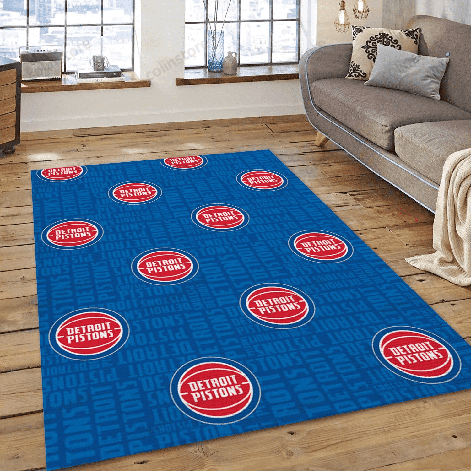 Detroit Pistons Patterns Rectangle Area Rug – Full Print Carpet For Living Room & Bedroom Home Decor
