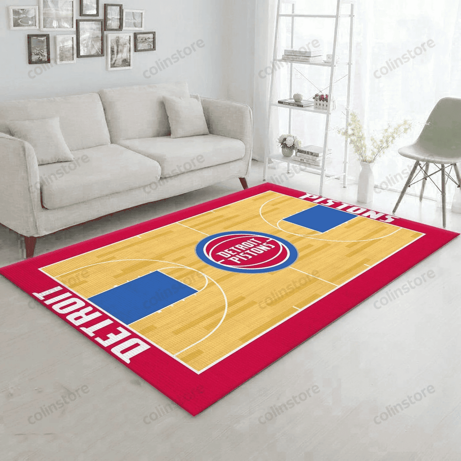 Detroit Pistons Rectangle Area Rug – Full Print Carpet For Living Room & Bedroom Home Decor