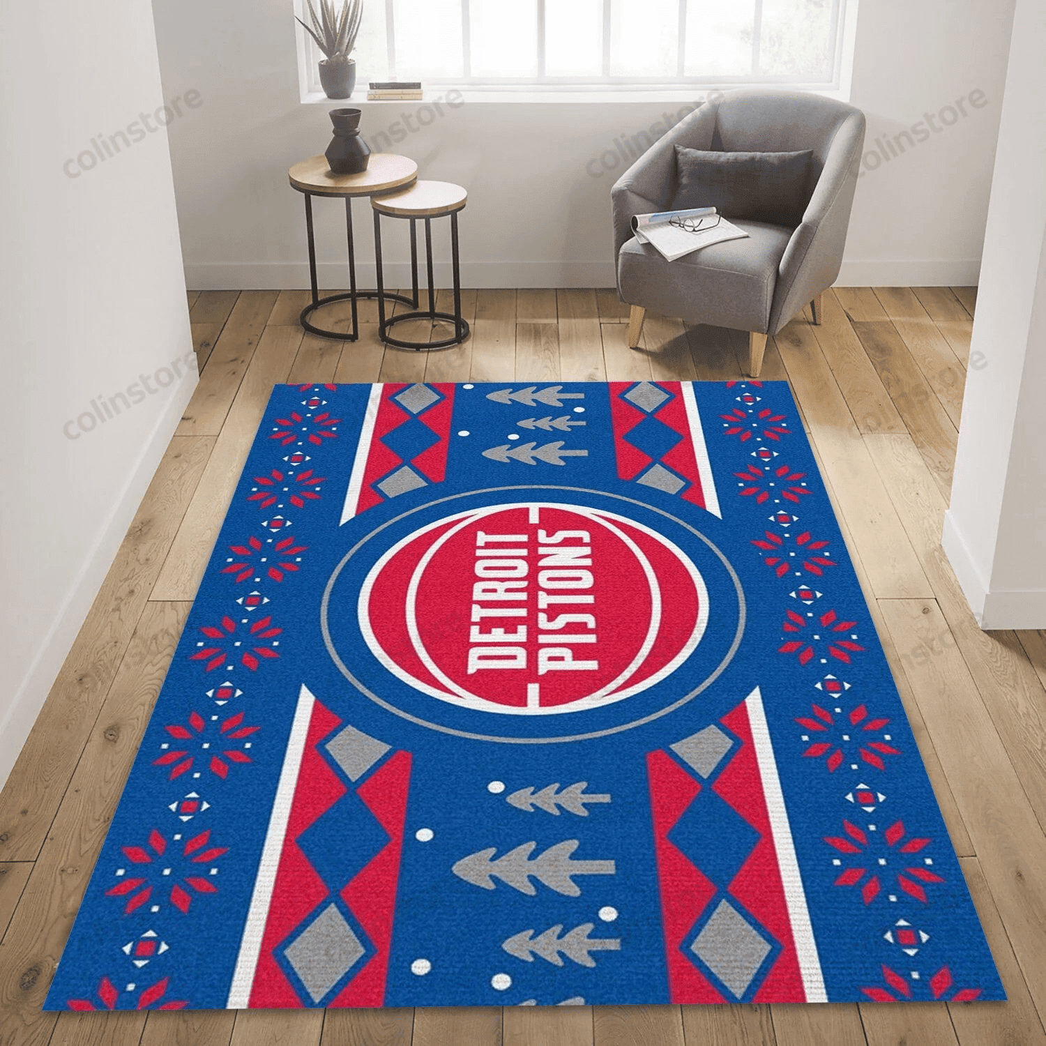 Detroit Pistons Rectangle Area Rug – Full Print Carpet For Living Room & Bedroom Home Decor