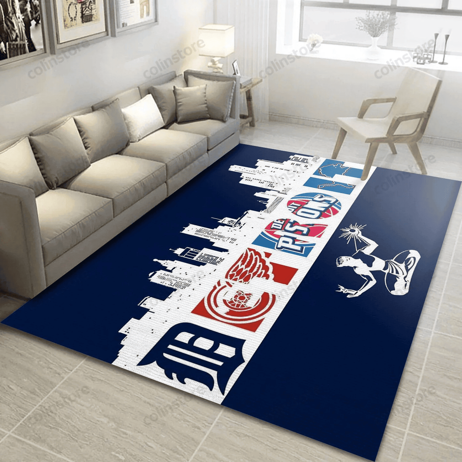 Detroit Pistons Team 3D Rectangle Area Rug – Full Print Carpet For Living Room & Bedroom Home Decor