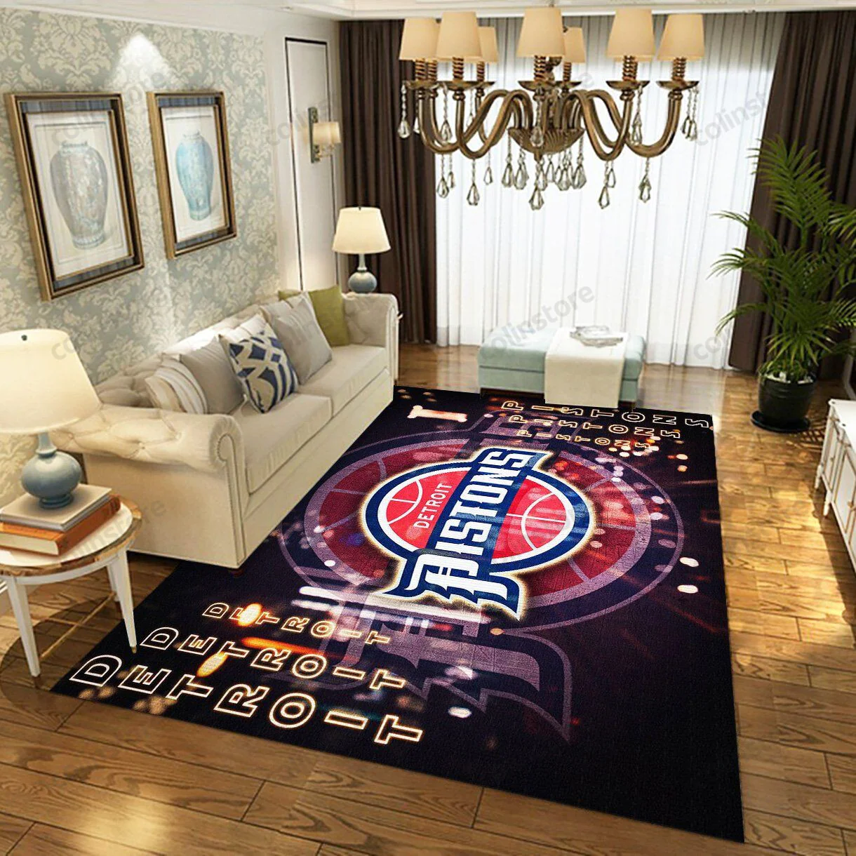 Detroit Pistons Team Logo Gifts 3D Rectangle Area Rug – Full Print Carpet For Living Room & Bedroom Home Decor