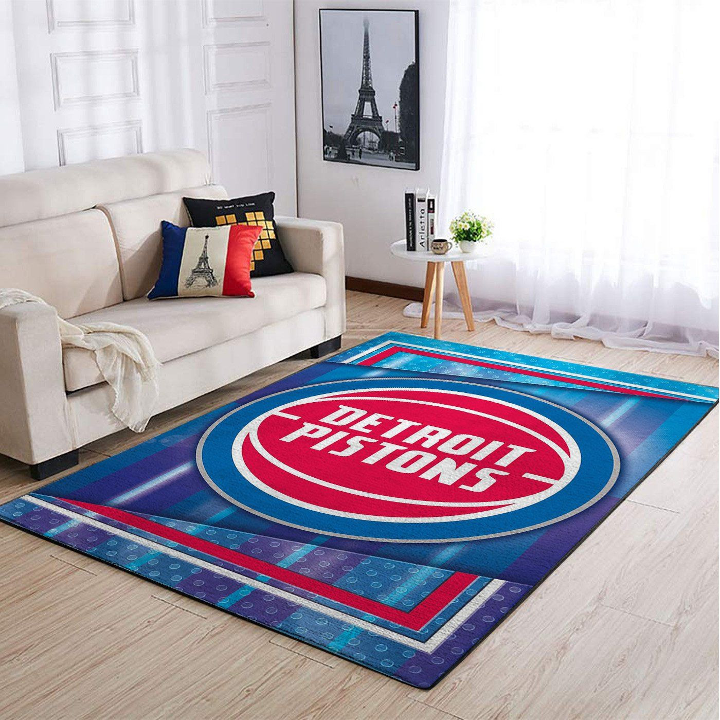 Detroit Pistons Team Logo Rectangle Area Rug – Full Print Carpet For Living Room & Bedroom Home Decor