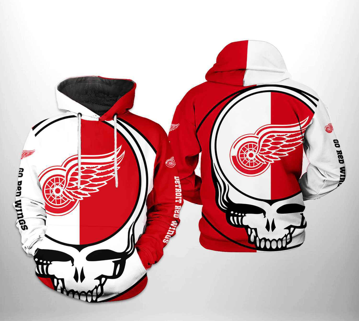Detroit Red Wings Grateful Dead 3D All Over Print Hoodie & Zip Hoodie