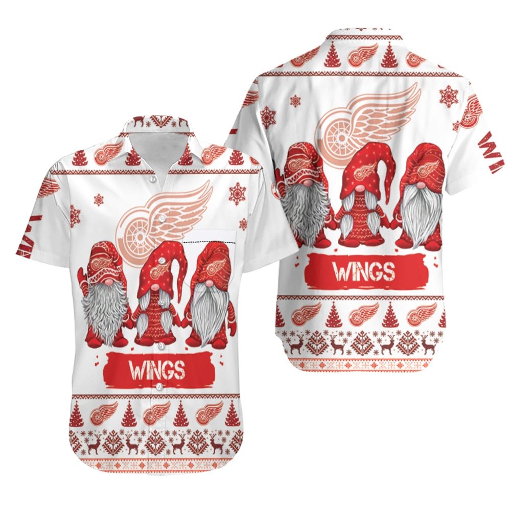 Detroit Red Wings Holiday Gnomes Aloha Hawaiian Shirt for Men & Women