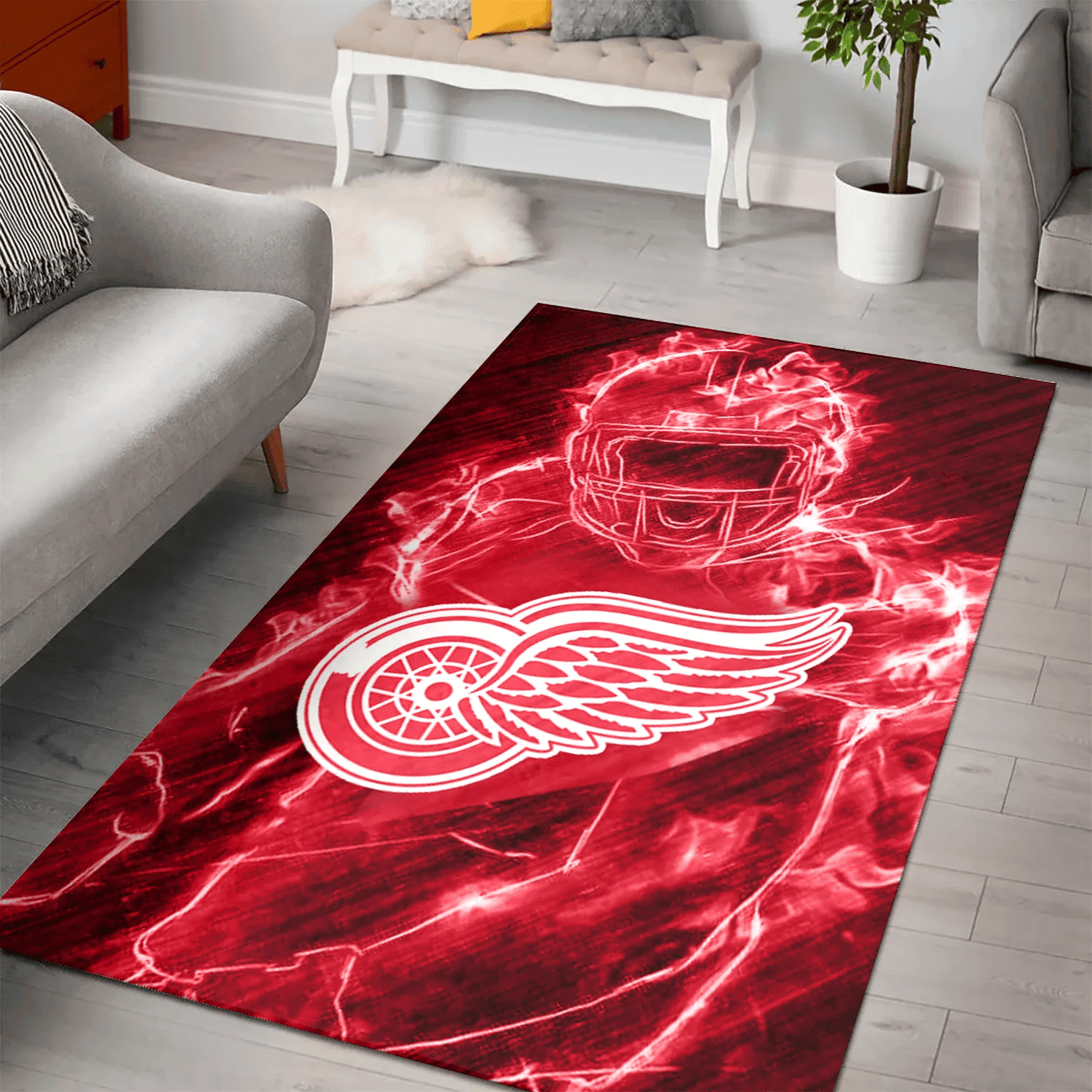 Detroit Red Wings Legend 3D Full Print Rectangle Area Rug – Full Print Carpet For Living Room & Bedroom Home Decor