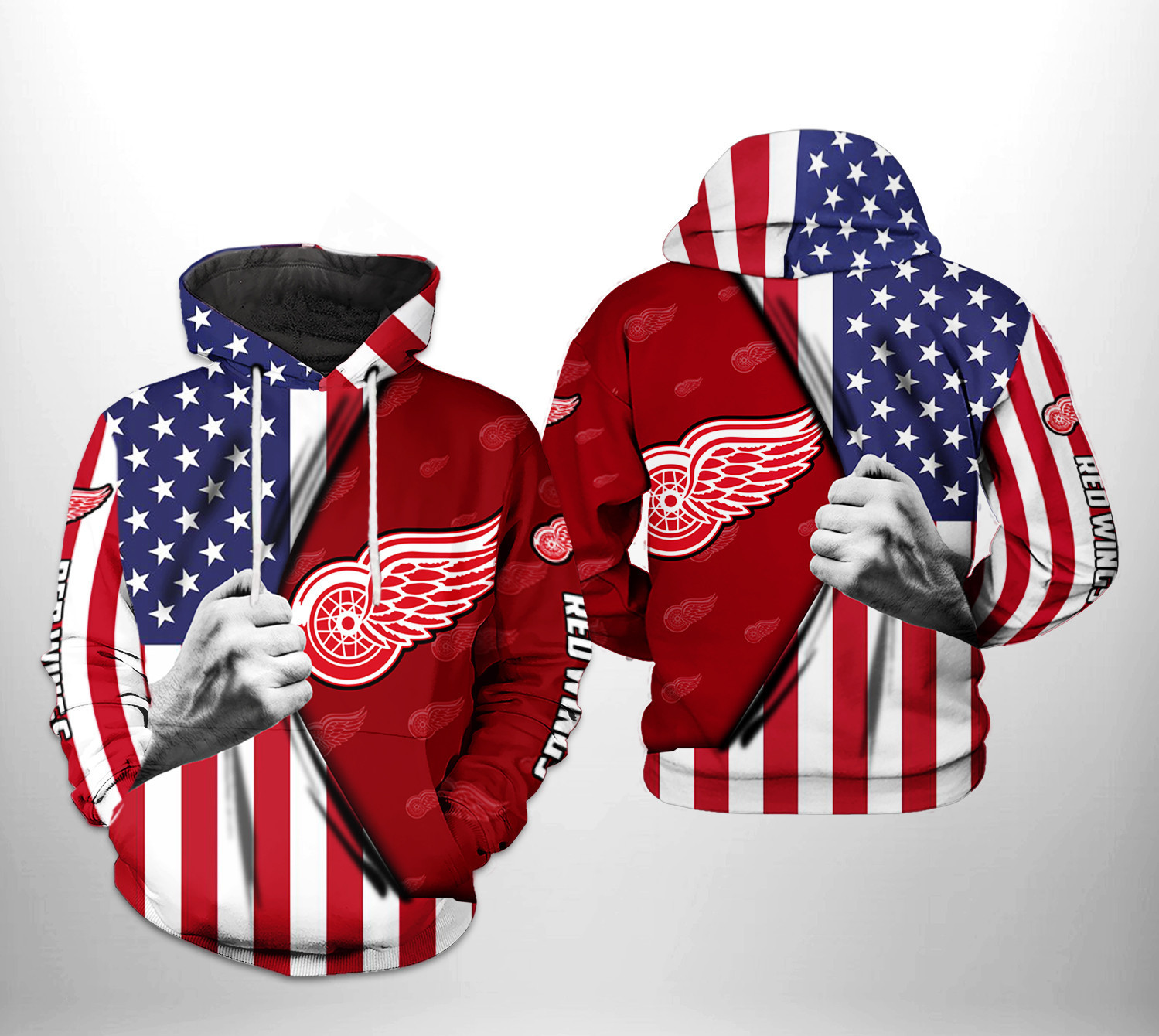 Detroit Red Wings US FLag 3D All Over Print Hoodie & Zip Hoodie