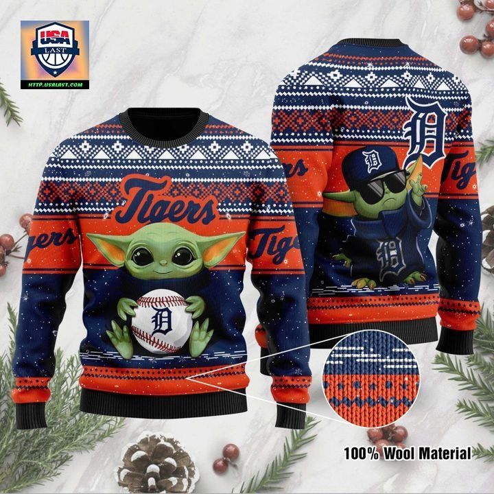 Detroit Tigers Baby Yoda Ugly Christmas Sweater